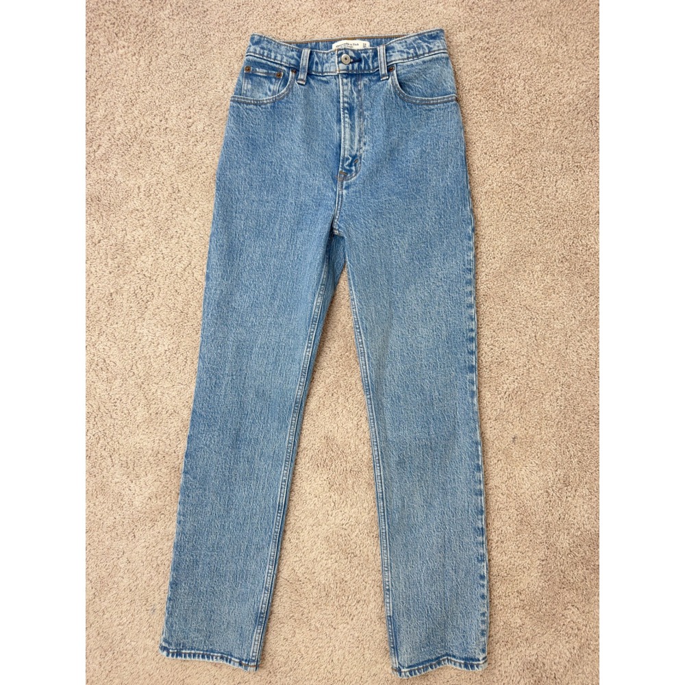 Abercrombie & Fitch The 90s Straight Ultra High Rise Jeans Medium Wash 24 00R - Picture 15 of 16